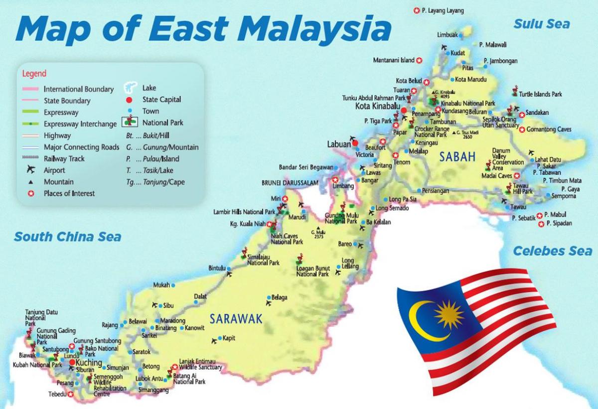 Doğu Malezya haritası 
