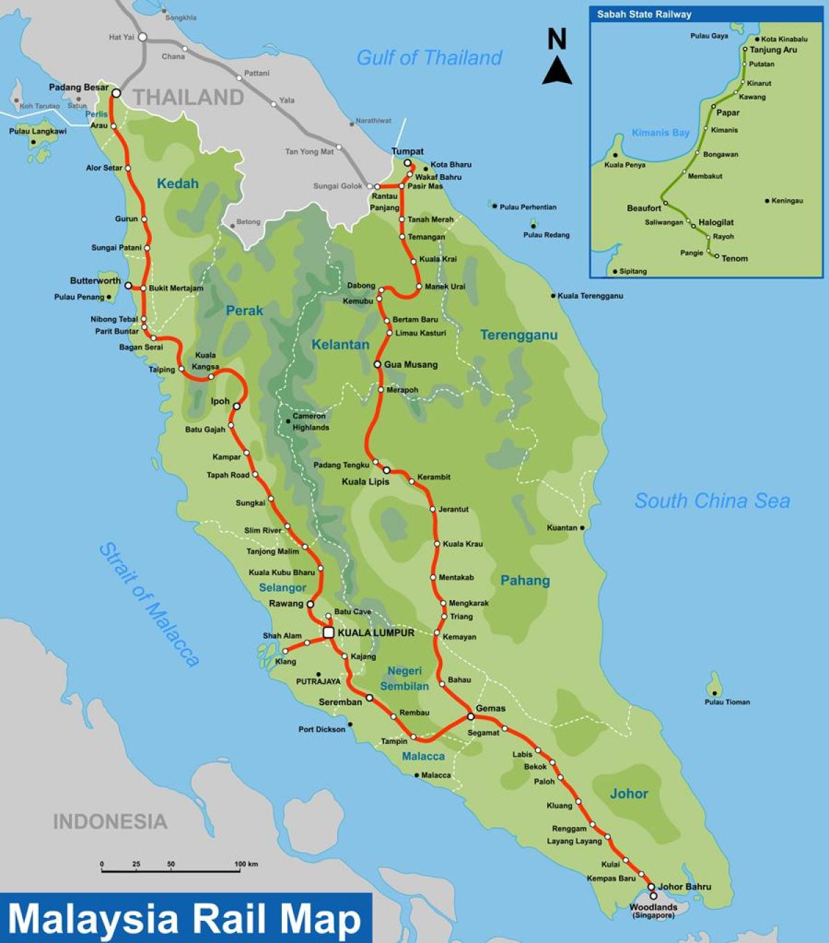 ktm güzergah haritası Malezya