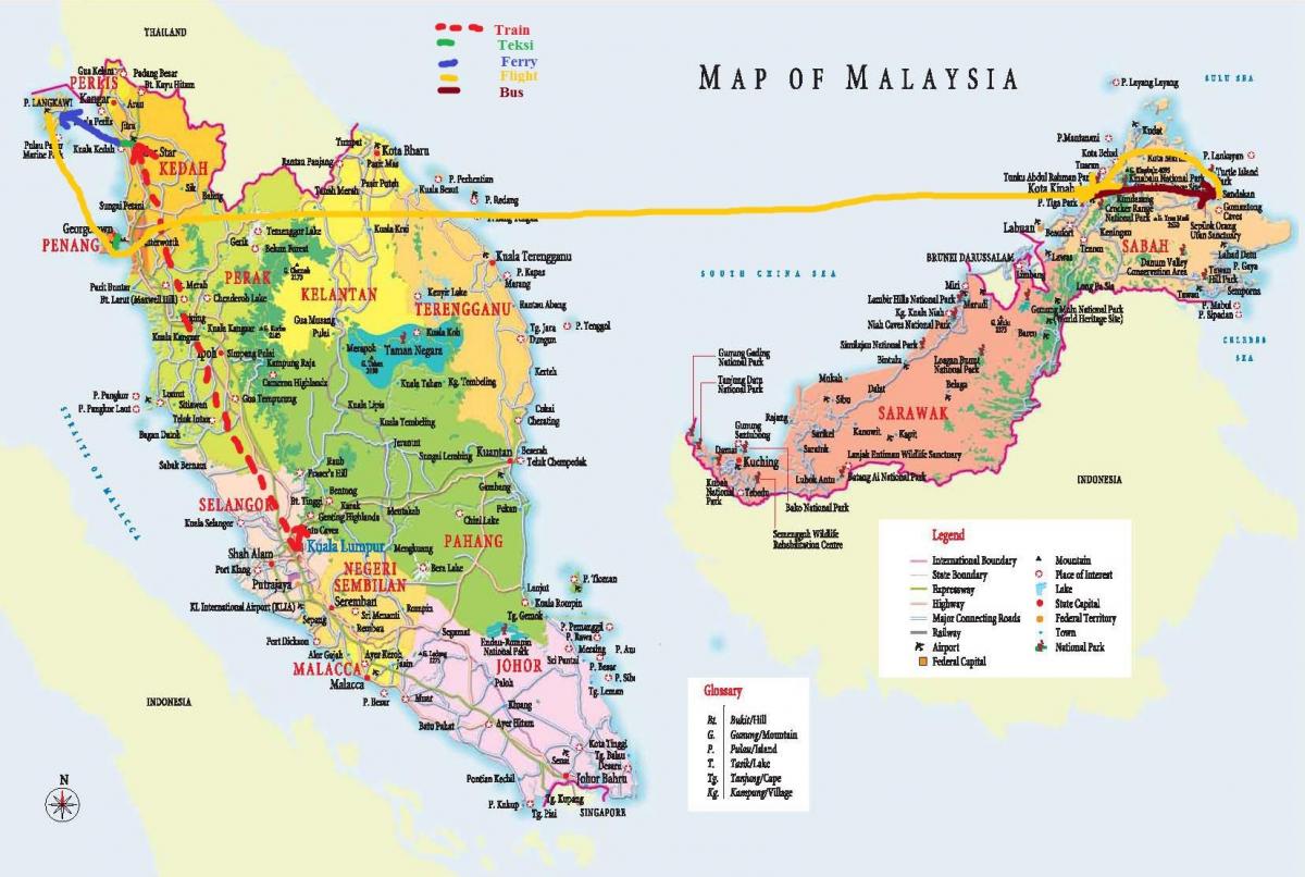 Malezya haritası hd