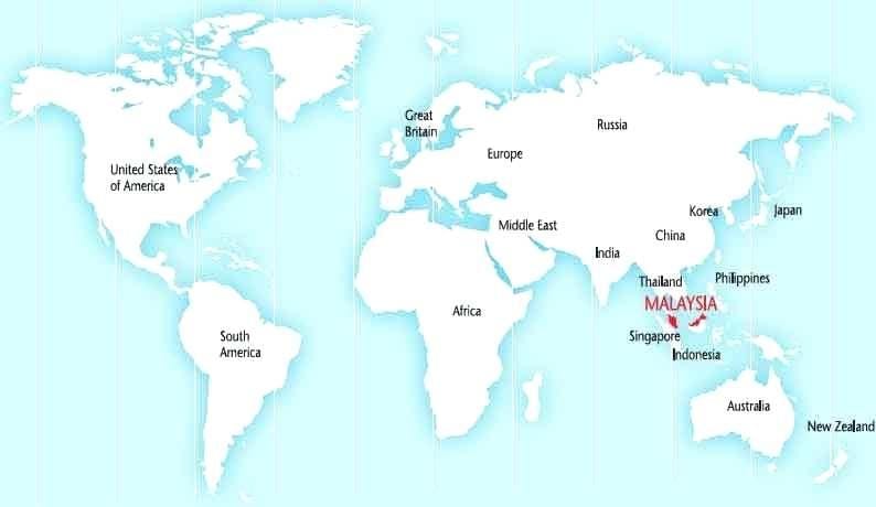 dünya haritası Malezya gösteren
