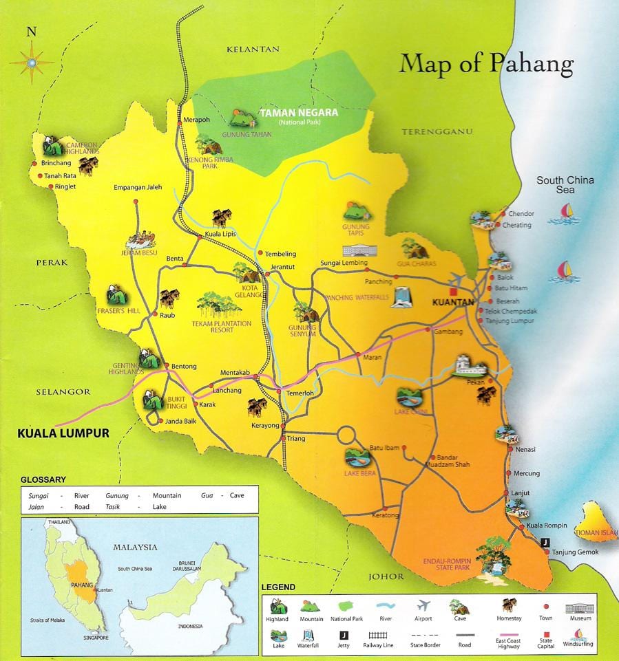 pahang Eyalet haritası Malezya